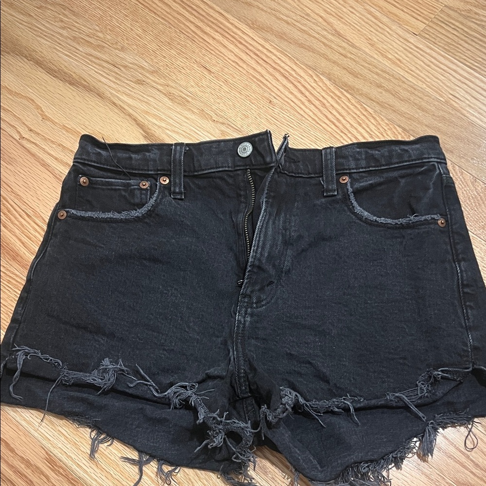 Abercrombie & Fitch Black Distressed Cutoff Jean Shorts